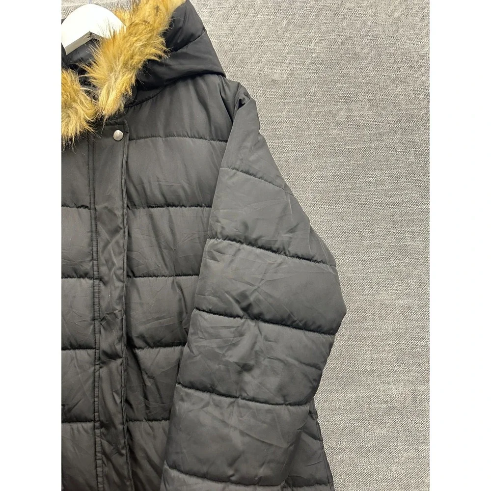 IloveSIA Puffer Jacket Womens 10 Black Lined Insulated Snap Front Hooded Winter‎
